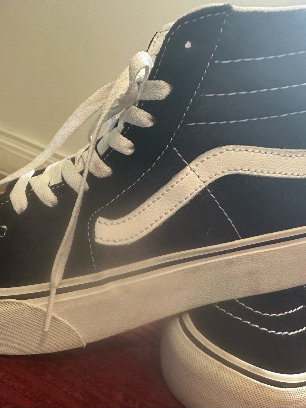 Vans Black and White High-Top Skate Sneakers